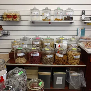 Some items on display in jars