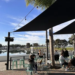 View from the seating area in front of the shop