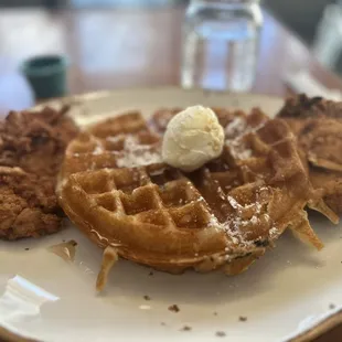 Chicken &amp; Waffles, with very cold butter!