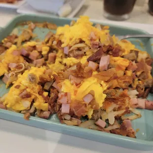 a plate of hash browns