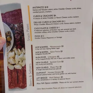 Snacks, beer and seltzer