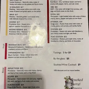 The wine menu.