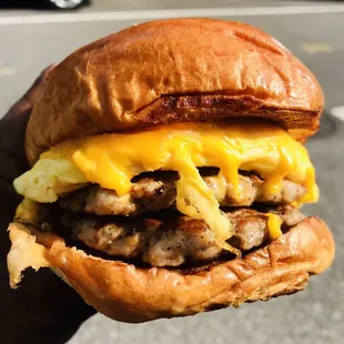 Abe Froman Sausage egg n cheese
