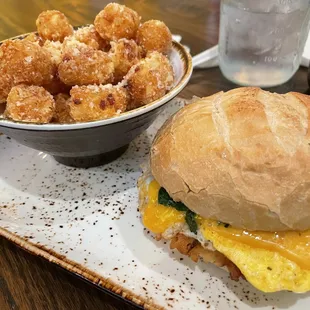 Vegasm Sandwich and Parmesan Truffle Tots