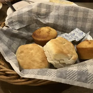 Biscuits and corn muffins