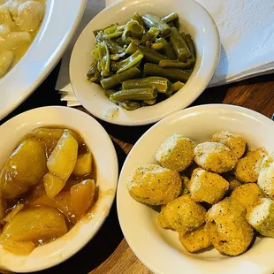 Fried Apples, Green Beans, Fried Okra