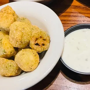 Fried Okra side of ranch dressing