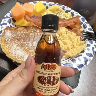 All-Day Pancake Breakfast Family Meal Basket comes with all the things...except fruit. Feeds more than 5.