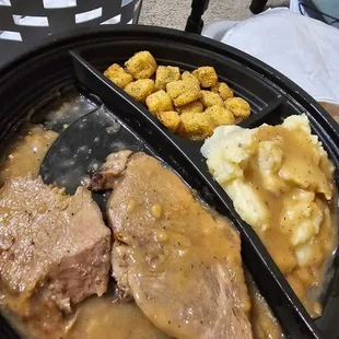 Where&apos;s the rest of my $20 dollars plate dinner. Some of my roast beef is missing and very small portions.