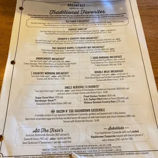 Sad looking photocopy of a menu