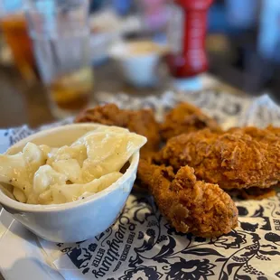 Southern Fried Chicken was bland, and the chicken was dry.