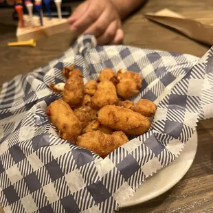 a basket of chicken nuggies