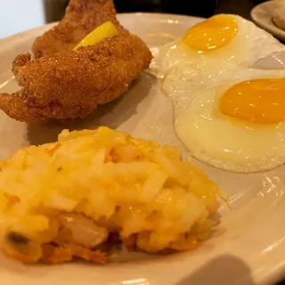 Hashbrown Casserole, Fried Apples n' Biscuit