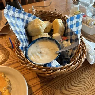 Delicious biscuits and gravy.