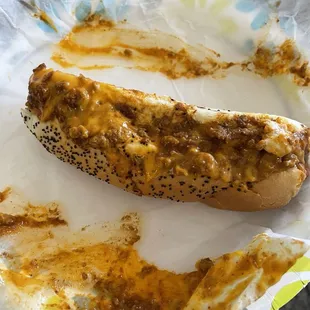 Delicious chili dog with scratch made chili