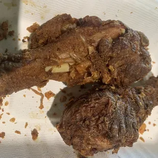 Big Jay's Favorite: 1/2 chicken with 2 waffles -- $19.50.... clearly leftover, burnt, tough, and difficult to chew!!