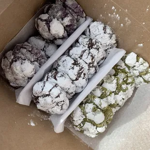 Ube, chocolate, matcha chocolate chip