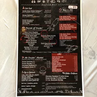 Menu as of August 2019