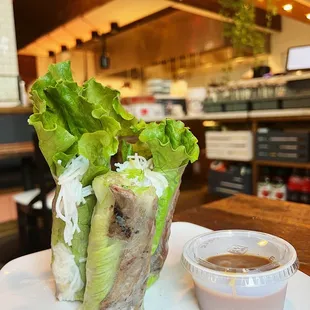 Beef Short Ribs Spring Roll with Peanut Sauce