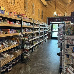 Inside the deli, looking out the door. Tons of regional packaged food!!