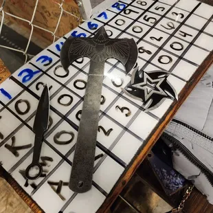 Smaller axe and other pointy objects you can rent