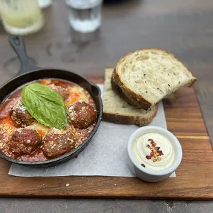 MEAT BALLS, Tomato Sauce, Sourdough &amp; Aioli