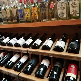 bottles of wine on shelves