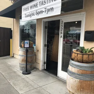 a sign for a wine tasting