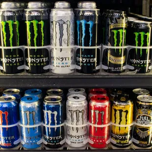 a variety of energy drinks