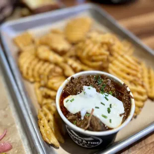 Brisket chili.  Also, order of fries. Really good!