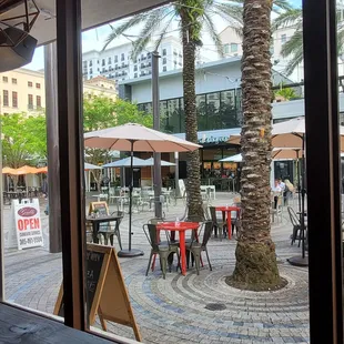 Another view from our table looking out onto outdoor seating area on Giralda plaza.