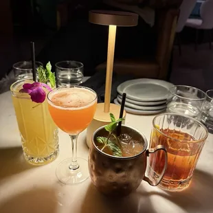 Mix of drinks (summer time, dealers choice, mule and old fashioned)