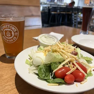  a salad and a pint of beer