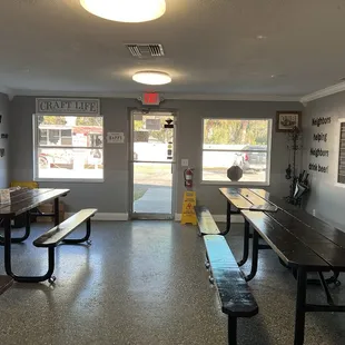 Sitting towards the entrance