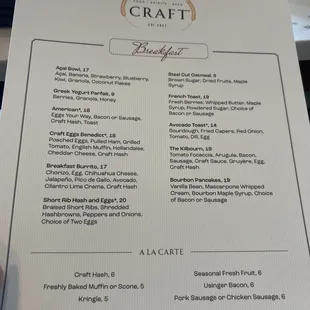 menu