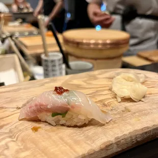 Ishidai (knifejaw snapper with ponzu, shiso, ume)
