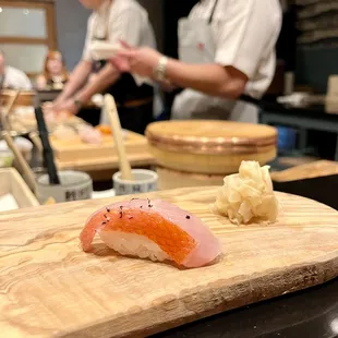 Kinmedai (golden eye snapper with honey yuzu vinegar, yukari)