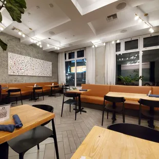Indoor seating. Pretty empty when they open at 6:30am