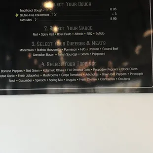 menu