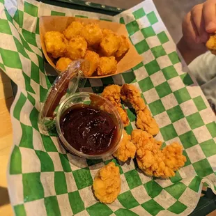 Kids meal.. kids chicken tenders and tots