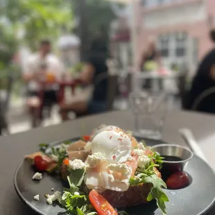 Salty Sourdough, Arugula, Prosciutto, Goat Cheese, Cherry Tomato, Balsamic Glaze