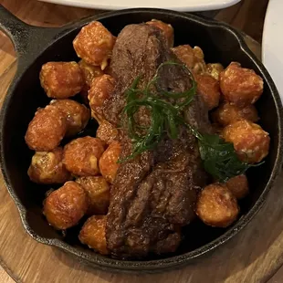 Short rib Sweet potato tots