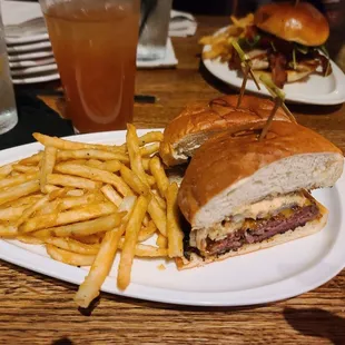 Three kings burger with fries