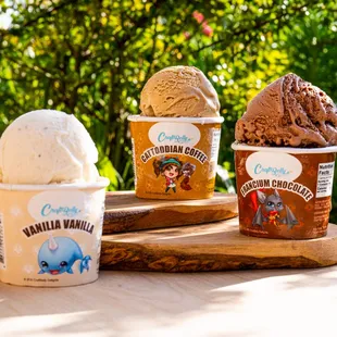 All Natural Ice Cream - Madagascar Vanilla, Colombian Coffee, &amp; Belgian Chocolate Flavors