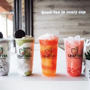 Oreo fantasy, matcha heaven, peach me freeze and Barbie special