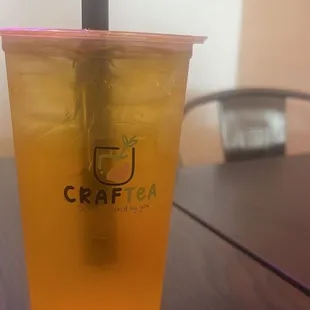 peach green tea with mango jelly