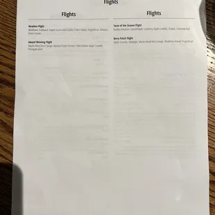 Flight menu