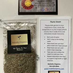 I was given a sample of THYME STEAM. Breathing in This herbal steam fights infection and support lung health. How thoughtful!