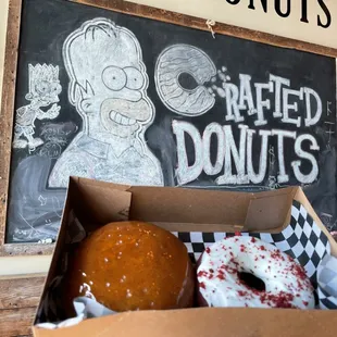 Red velvet and creme brulee donut