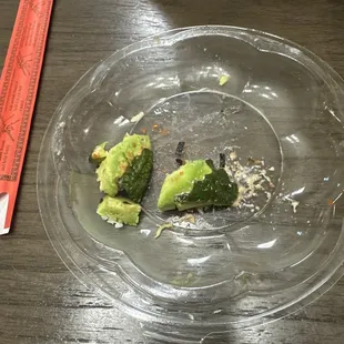 Avocado skin still left intact when in my wife's bowl.